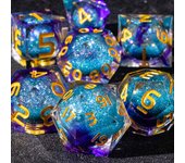 7PCS Sharp Resin Dice Set Liquid Core Dice & Sharp Edge Role Playing Games Dice,Gold foil resin dice