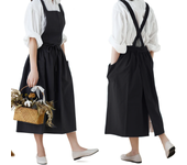 Brief Nordic Wind Pleated Skirt Cotton Linen Apron Women Girls Vintage Apron Gardening Works Cross Back Pinafore Dress