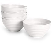 Plastic Forte - Juego de 6 Cuencos Classic de 840 ml Reutilizables. Ideal Fiestas. Blanco