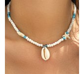 Ingemark Boho Summer Beach Colorful Seed Bead Chain Necklace for Women Kpop Starfish Conch Pendant Choker Y2K Holiday Jewelry
