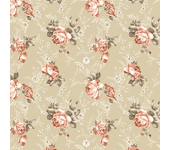Papel Pintado Floral Rosa Café