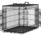 Jaula metálica para perros, transportín plegable, duradero y robusto, fabricado con hierro, en color negro