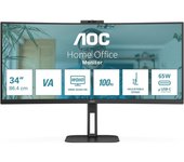 Monitor AOC V5 CU34V5CW 86,4 cm (34") 3440 x 1440 píxeles Quad HD ancho LED Negro