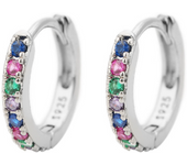 2Pcs Rainbow Little Huggies Stainless Steel Hoop Earrings Girl Tiny Rings Cartilage Small Helix Piercing Tragus Circle Men Hoops