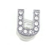 Diamond Shoe Charms Glitter Rhinestone Letter Silver Crystal Alphabet Shoe Decorations Jewelry Slider Bracelet Wristbands