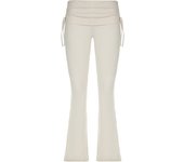 Cuteandpsycho Casual Drawstring Shirring Flare Pants Solid Chic 90s Chic Trousers for Women Aesthetic 90s Leisure Bottoms Y2K