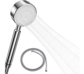 Alcachofa de Ducha Alta Presión con Manguera 1,5m, Cabezal Ducha Ahorro Agua Acero Inoxidable 304, Ducha de Mano con Patrón de Agua de Cintura Delgada, Fácil de Instalar G1/2 Ajuste Universal