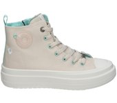 REFRESH | Zapatillas Altas Refresh para Mujer – Deportivas con Plataforma Media en Color Beige con Detalles de Flor – Sneakers con Cordones y Cremallera – Casual – Vegan – Modelo 172561