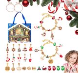 Calendario de Adviento 2024 de Charmhuts, calendario de Adviento con pulseras de abalorios navideños, juego de 24 calendarios de cuenta regresiva para Navidad, Charmhuts Christmas, 22 cuentas, 2 pulseras