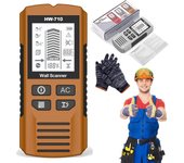 Detector de metales portátil y de pared multifuncional, detector de metales de pared multifuncional, escáner portátil para tuberías, detector de vigas 5 en 1, ideal para detectar metales, cables y madera (rojo)