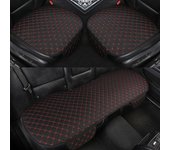 Linen Quilted Embroidered Car Cushion Without Backrest Four Seasons Universal Three-piece Set