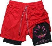 Graphic 2 in 1 Athletic Shorts for Men Gym Workout Running Performance Shorts with Compression Liner Phone Pocket Towel Loop