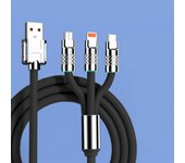 FGNS.Cable de datos carga rápida USB 3 en 1(1.2Metro), cable de datos de carga múltiple 6A/120W, carga rápida, grueso, cable de datos uno a tres adecuado para iP/Micro/USB tipo C tres interfaces