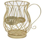 Soporte para cápsulas de café, con forma de taza, organizador de cestas de almacenamiento para estación de café, bar, restaurante, sala de té, encimera de cocina (dorado)