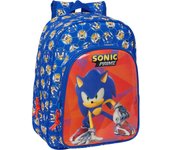 SAFTA  MOCHILA INFANTIL ADAPTABLE CARRO SONIC "PRIME" - Mochila Escolar Licencia Oficial - Diseño Ergonómico - Amplio Espacio de Almacenamiento - Bolsillos Multifuncionales