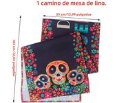Mexican Day of The Dead Linen Table Runners Mexico Dia De Los Muertos Sugar Skull Table Runner for Home Party Dining Table Decor