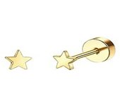 2Pcs Dainty Gold Flat Back Stud Earrings for Women, Hypoallergenic Screw Back Cartilage Earring Set Small Huggie Hoop Earrings