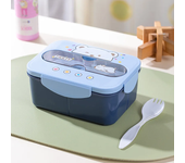 Cartoon Lunch Box Mug Set Portable Plastic Bento Box with Fork Kid's Lunch Box Food Storage Container Food Holder