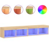 vidaXL Muebles de TV con luces LED 2 uds 80x30x30 cm, Mueble de Salon, Mueble TV, Mueble TV salon, Mesa de TV, Mueble tele