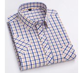 New 100% Pure Cotton Man' Shirt Spring Summer Short Sleeve Plaid Cool Checkered Shirts Men Business Casual with Pocket Leisure