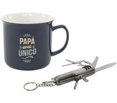 TAZA PAPA CON NAVAJA MULTIUSOS, hecha de cerámica duradera, tamaño de 400 ml,regalo de dia de padre,cm,fespu