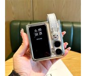 Korean Luxury Rhinestone Rabbit Wrist Strap Phone Case for OPPO Find N2 FLIP findn2 flip Find N2 Flip Shockproof Plating Cover