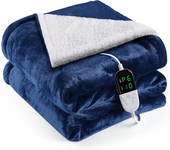 Manta Electrica 127x152cm, Temporizador de 10 Horas Y 6 Grados de Calefacción, Apagado Automático, Lavable a Máquina, Mando a Distancia Digital Manta Termica- Azul