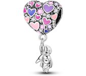 Romantic 925 Silver Couple Colourful Heart Shaped Hot Balloon Charms Beads Fit Pandora 925 Original Bracelets DIY Jewelry Gifts