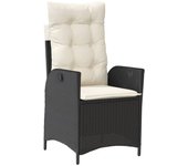 vidaXL Sillón reclinable de jardín con cojines ratán sintético negro