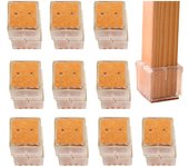 20-Pack Protectors, 20 Square Silicone Furniture Leg Pads, Scratch Protectors Floor for 30-35 mm Chair Tops - Transparent