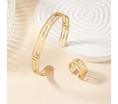 1 Ring 1 Bangle Minimalist Style Jewelry Set Chic Hollow Design Suitable For Men And Women Match Daily Outfits