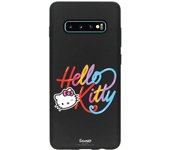 Funda original compatible con Samsung Galaxy S10 Plus Negro con un diseño de Hello Kitty Caligrafica