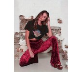 Solid Velvet Flare Leg Pants, Versatile High Waist Slim Pants For Fall & Winter, Women's Clothing