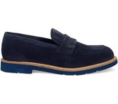 Mocasín para hombre Sangiorgio en gamuza azul con correa de cuero 3607-C