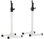 HOMCOM Soporte para Barras de Pesas Ajustable Estante de Acero para Levantamiento de Pesas Carga Máx. 150 kg Entrenamiento en Gimnasio Hogar 52x48x105-160 cm Blanco