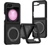 Magnetic Case for Samsung Galaxy Z Flip 6 5 5G Cover 360 Rotation Stand for Magsafe Matte Metal Camera Frame Folding Phone Shell