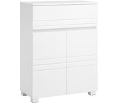 VASAGLE Armario de baño, Mueble de baño, Armario con Doble Puerta, con Estante Ajustable, con pies, para baño, Pasillo, Entrada, 60 x 30 x 80 cm, Blanco