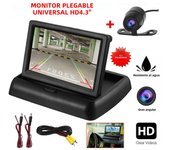 Car Rear View Backup Camera Foldable HD 4.3" Monitor Reverse Backup Parking Cam
