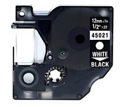 Cinta de Etiquetas Dymo D1 45021 - Texto Blanco Sobre Fondo Negro - Ancho 12mm X 7 Metros