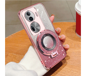 Magnetic Bracket Glitter Case for OPPO A78 A74 5G A58 4G A53 A57 A16 A54 A17 A77S A94 A52 Reno 11 F Reno10 Reno7 Plating Cover