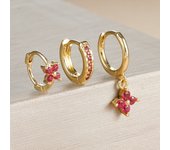 3PCS New Design Multicolor Crystal Hoop Earrings Set For Women Zircon 18K Gold Plated Circle Huggie Earring Piercing Jewelry