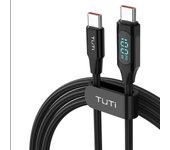 TUTI 5A 100W C to C Super Fast Charging Cable with LED Display, Nylon Braided Cable for iPhone 15 Plus Pro Max Galaxy iPad Pro