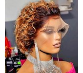 Wholesale 5Pcs Short Pixie Bob Lace Wig Curly 13x1 Lace Closure Human Hair Wigs Remy Curly Lace Frontal Wig Jarin Hair Free Ship