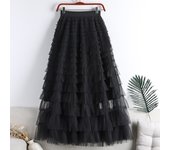 2025 New Mesh mosaic cake  spring, summer, autumn and winter new mid-length A-line long fluffy gauze skirt