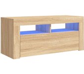 vidaXL Mueble de TV con luces LED 90x35x40 cm, Mueble de Salon, Mueble TV, Mueble TV salon, Mesa de TV, Mueble tele