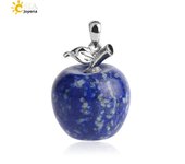 CSJA Apple Natural Stone Crystal Pendant Charms Tige Amethysts Pendants Rose Quartz Necklaces for Female Women Chrismtas G046