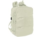 Mochila Viaje Cabina Portátil 15.6'' Color Beige - SAFTA Tamaño 44x29x19cm.