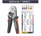 WOZOBUY Ferrule Crimping Tool Kit,HSC8 6-6A/6-4A Ratchet  Crimping Pliers, for Tubular Terminals,(Silver Head）