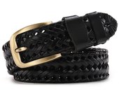 Men Genuine Leather Braided Belts Webbing High Quality Hand Vintage Belts for Men Gold Pin Buckle Casual for Jeans Strap HQ212