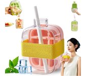 Cubitera My Crush Cup, 2 en 1, sin contacto, molde de silicona a prueba de fugas para congelador, café, jugos y bebidas (rosa, 800 ml/28 oz)